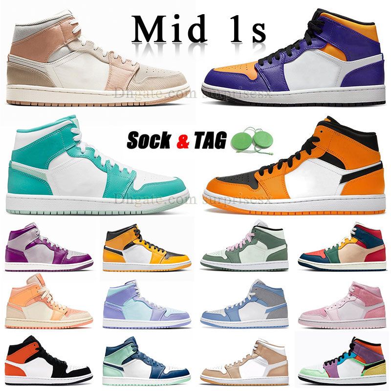 

New jumpman 1 mid milan Basketbasll Shoes Marine Green Mids Split Black and White Shadow Red Dutch Green Multicolor Shattered Backboard 1s Lakers Purple J1 Sneakers, M21 36-46 mid coconut milk