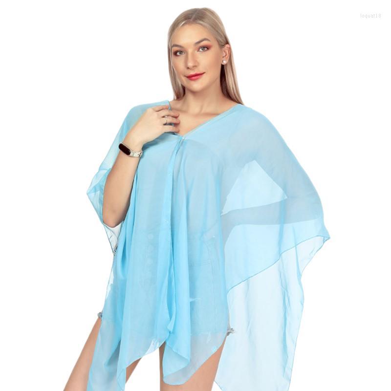 

Scarves Summer Shawls For Women Lightweight Imitation Silk Sun Protection Bikini Cover Up Chiffon Beach Wraps Soild Color