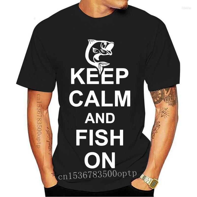 

Men's T Shirts Cool Funny Keep Calm And Fish On T-Shirt Men Fisherman How To Catch Carp Fishing Father Cotton Short Sleeve, Yellow