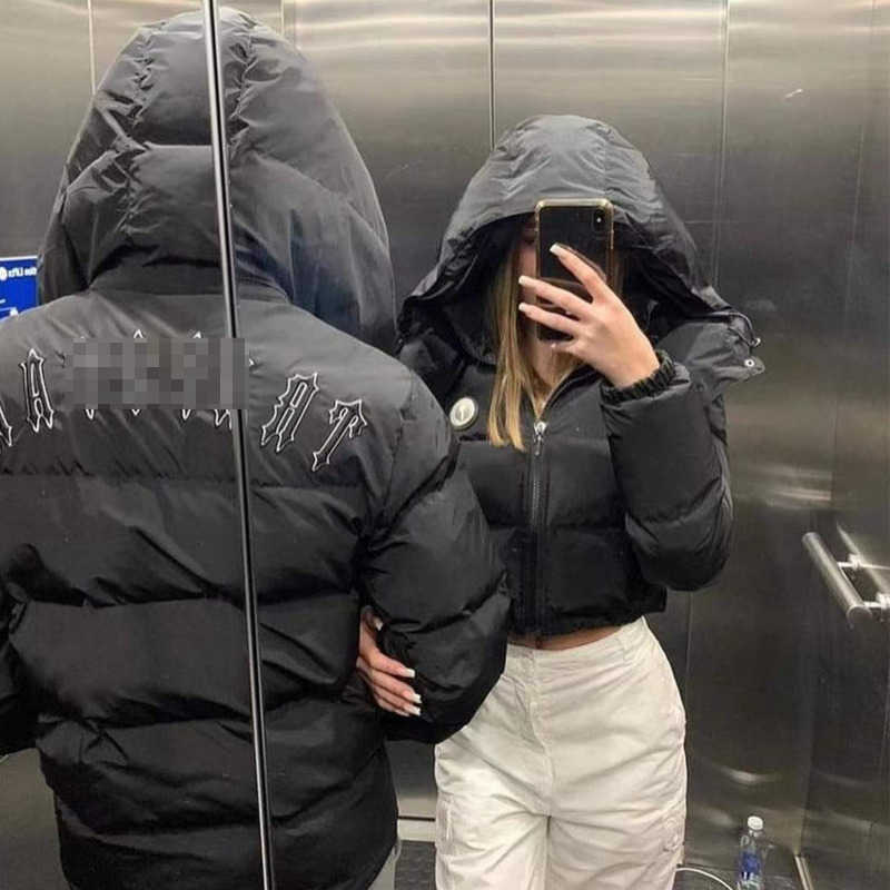 

Winter mens down jacket Trapstar designer parka coat American hip hop goose hooded jackets men women ts letter embroidery warm parkas, Beige