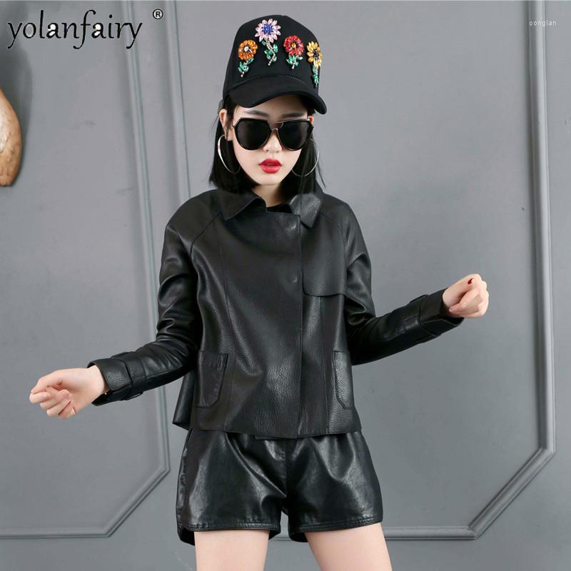 

Women's Leather Genuine Jacket Women Coat Female Sheepskin Coats Spring Autumn Fashion 2022 Mujeres Abrigos BN8647cj3 Pph1134, Black