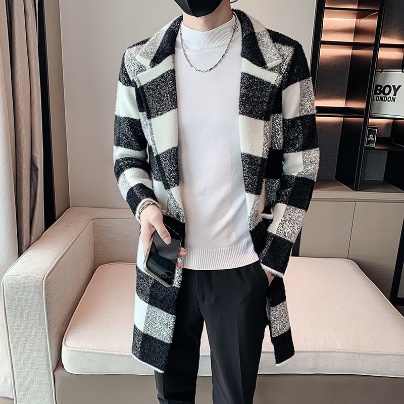 

Men's Jackets Stylish Vintage Plaid Mink Fur Coats Retro Checker Printed Fur Long Jackets England Gentleman Overcoats Mens Elegant Trench Coat 221014, Dark grey