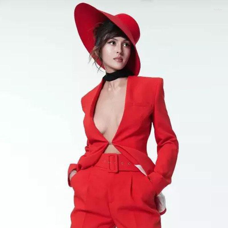 

Berets Shallow Top Big Eaves Wool Hat Concave Shape Banding Felt Brim Fedoras, Black