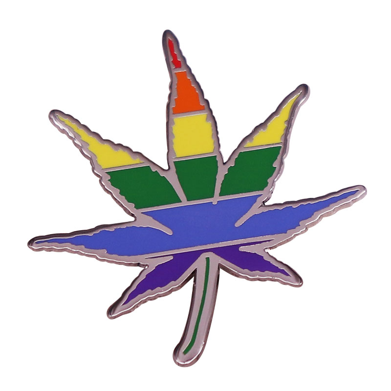 

Rainbow Marijuana Brooch Gay Badge LGBT Gift Accessories pin badges, As picture