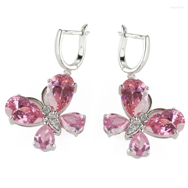 

Dangle Earrings Fleure Esme Fashion Wedding Jewelry & Accessories For Noble Women Drop Pink Cubic Zirconia Rhodium Plated R521