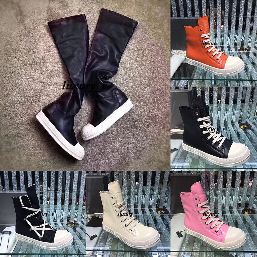 

Designer Rick Boots High Top Owen Platform Booties Men Women Canvas Shoes Retro Over The Knee Booties Increase Thick Bottom Boot with box, Color 19