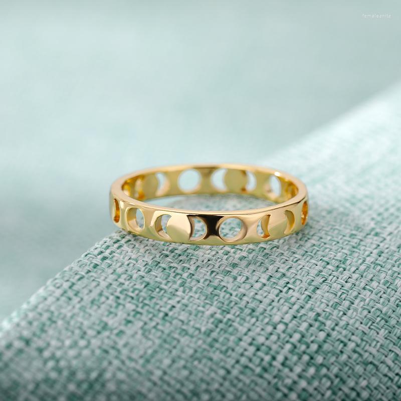 

Wedding Rings Hollow Sun Moon Round For Women Stainless Steel Geometric Finger Ring Party Jewelry Female Bijoux Femme