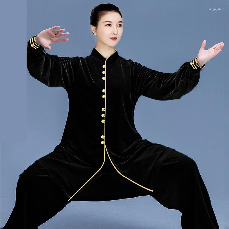 

Ethnic Clothing Women Velour Yaga Gymnastics Tai Chi Suit Wushu Martial Art Uniform Chinese Style Jacket Pant Morning Exercise