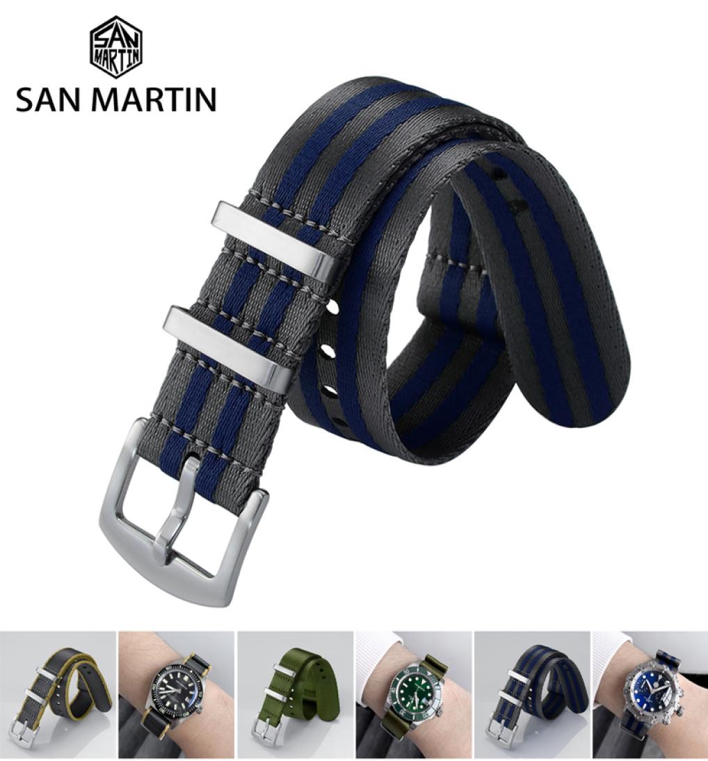 

San Martin Watch Strap Nato Nylon Strap 20mm 22mm Universal Type Sports Troops Parachute Bag Watchband Pilot Military Watch Band 27676766