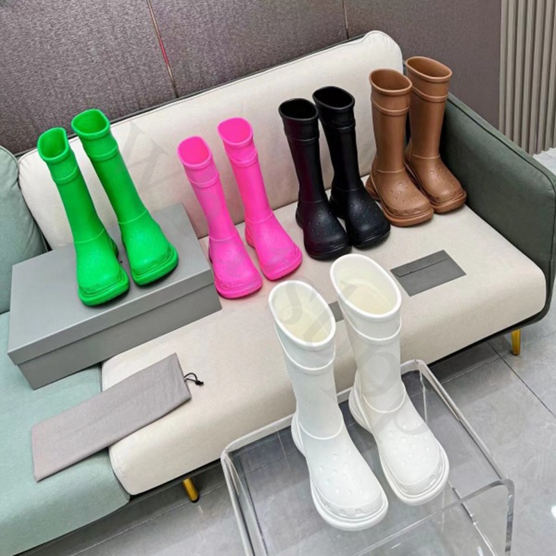 

2022 Women Designer Boot Boots Rain Rubber Winter Rainboots Platform Ankle Slip-On Half Pink Black Green Focalistic CROSS Outdoor Luxury Croc Size 35-44