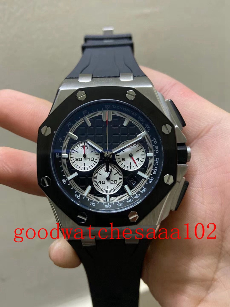 

Classic Series new version men Watches Rubber Strap Bands 18K Rose Gold Steel Black Dial 42mm VK Quartz Chronograph Working Excellent Mens Watch Wristwatches