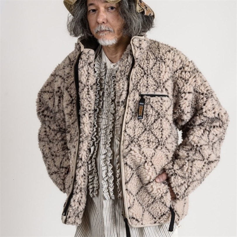 

Mens Jackets KAPITAL Hirata Hohiro Fleece Wear on Both Sides Zipper Long Sleeve Japan Style Loose Jacket Men and Women Outerwear Coats 221112, Beige