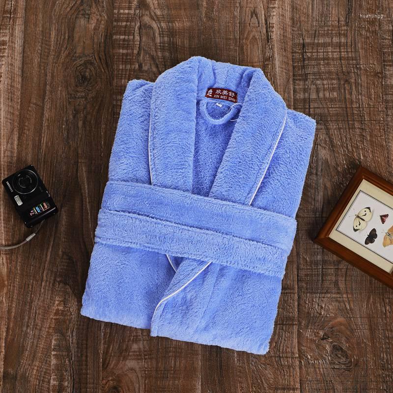 

Men's Sleepwear Winter Bathrobe Men Male Robe Kimono Towel Fleece Cotton Thick Long Sleeve Soft Warm Mens Christmas, Blue