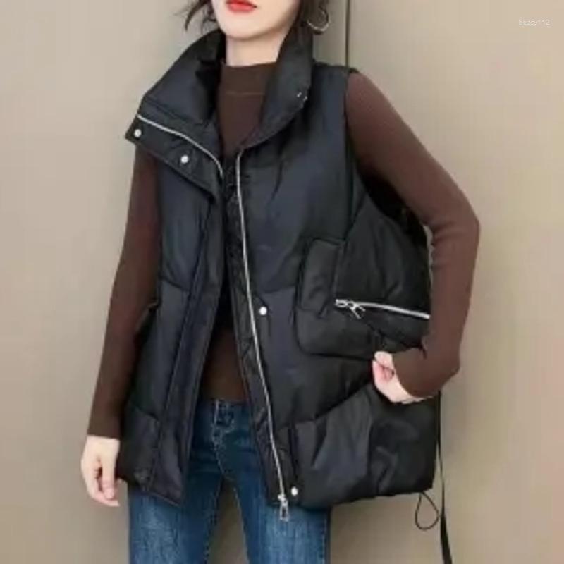 

Women's Vests Warm Women's Short Vest Coat Autumn Winter Pockets Casual Ladies Sleeveless Jacket Solid Waistcoat For Female Western, Beige