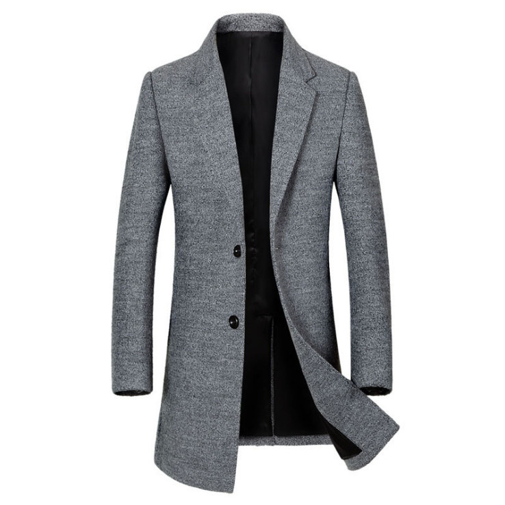 

Men's Wool Blends Fashion Long Woolen Coat Men Single Breasted Trench Coat Men For Overcoat Winter Business Casual Slim Fit Wool Pea Coats 3XL 221014, Black