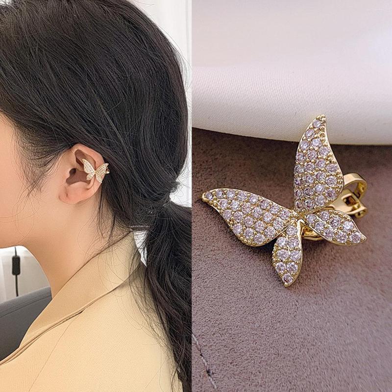 

Backs Earrings S3034 Fashion Jewelry Women Sweet Rhinestone Butterfly Ear Bone Clip Single Piece Cuff