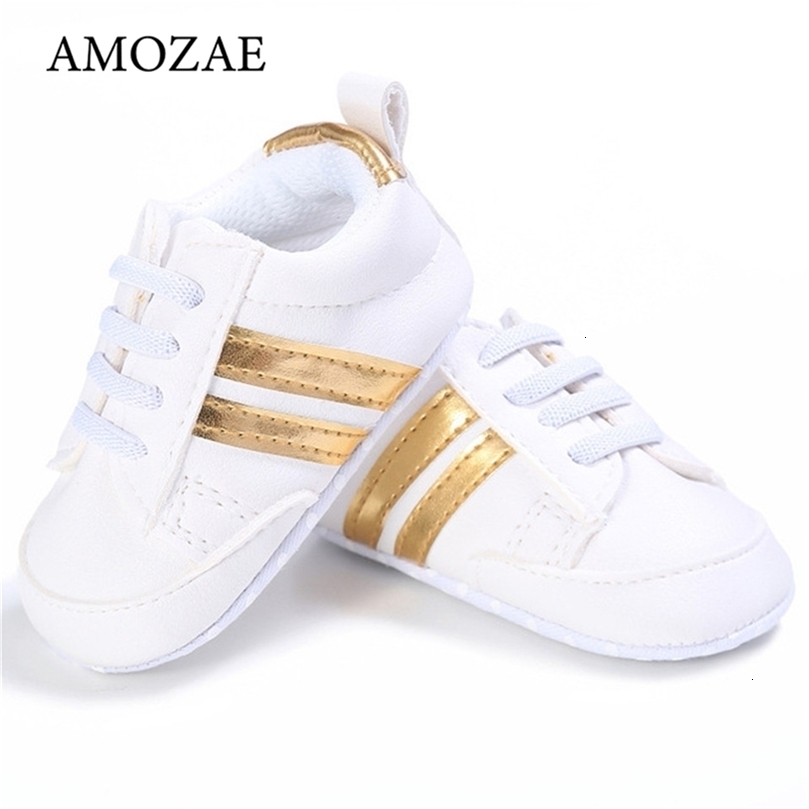 

First Walkers Baby Shoes born Boys Sneaker Girls Two Striped Kids Toddlers Lace Up PU Leather Soft Soles Sneakers 018 Months 221113, 15