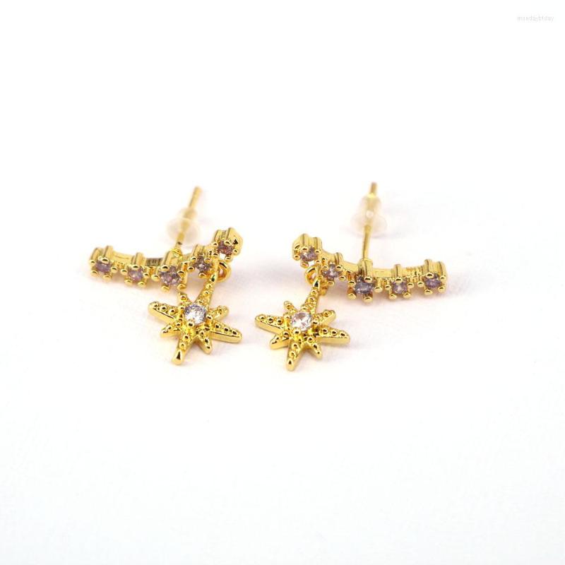 

Stud Earrings 5Pairs CZ Zircon Star For Women Gold Color Shape Brinco Jewelry