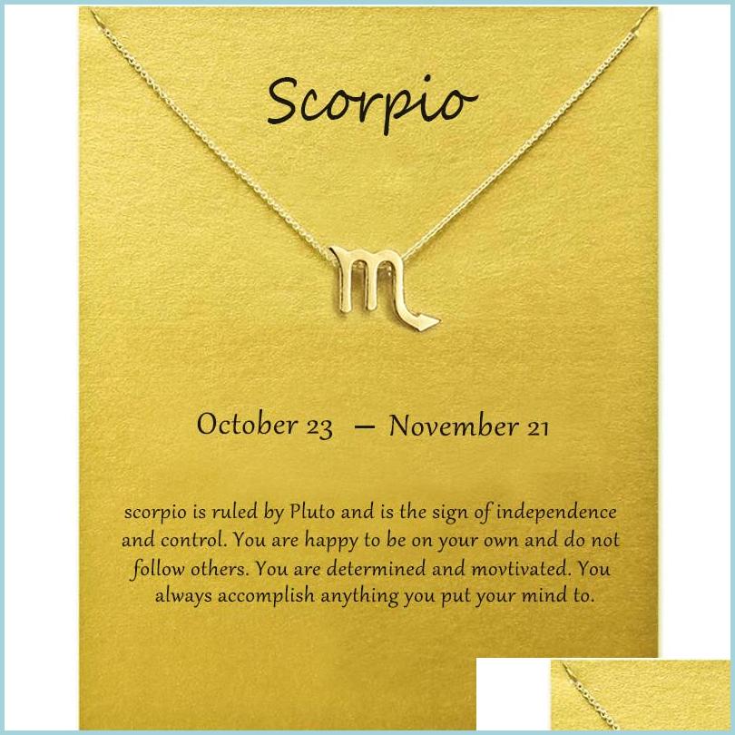 

Pendant Necklaces Fashion Jewelry 12 Constellation Scorpio Pendant Necklaces For Women Zodiac Chains Necklace Gold Sier Color Birthd Dhrp1