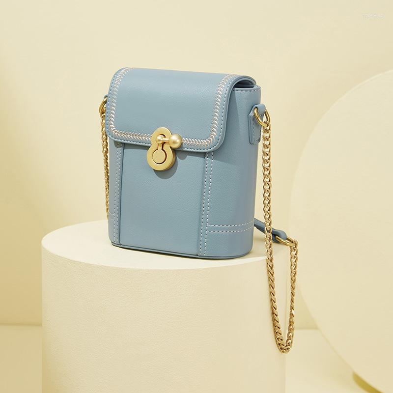 

Evening Bags High Quality Women Long PU Chain Wallet Shoulder Bag Mini Crossbody Bucket Messenger For Small Blue Flap Handbags