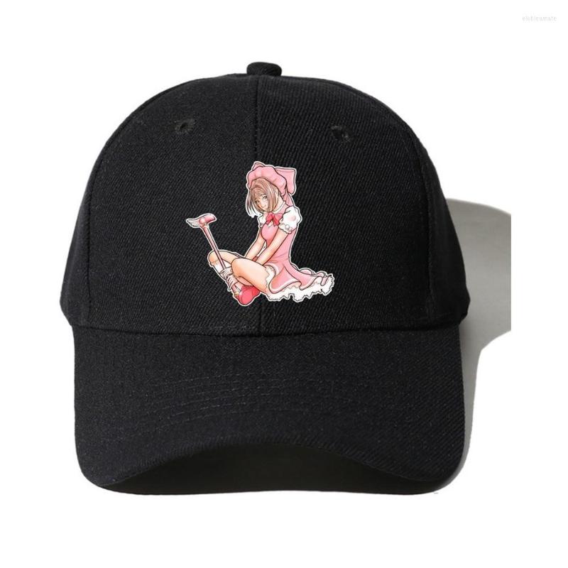 

Berets Anime Card Captor Adjustable Peaked Cap Cotton Printing Breathable Wild Black Visors Hat Boy Girl Outdoor Travel Sunshade