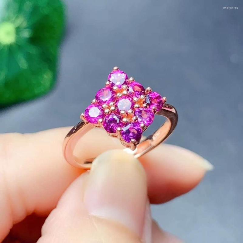 

Cluster Rings Natural And Real Garnet Stone Ring 925 Sterling Silver Fine Handworked Jewelry Finger