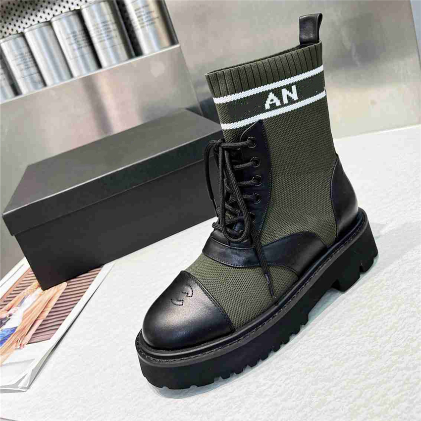 

Fashion Designer Women Boots Channel High Heels Knight Martin Leather Wool Winter Warm Black Party Wedding Flat Shoes 06-08