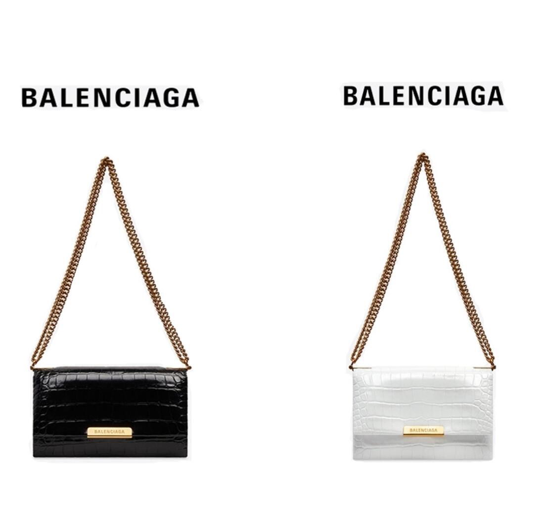 Dupe TOP Fashion BALENCIAGA Women's TRIPLET Small Crocodile Embossed Chain Bag -M10-image-818477538