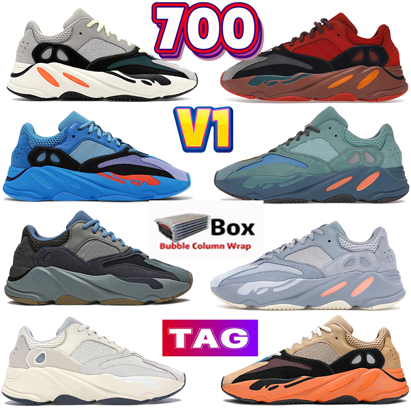 

Men 700 Running Shoes KW v1 mens Sports shoe reflective designer women sneaker west OG solid grey Enflame Amber analog carbon hi-res blue red fashion trainers with box, Bubble wrap packaging