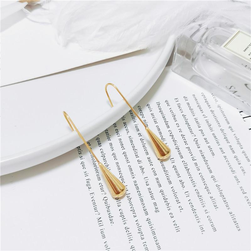 

Stud Earrings 2022 Elegant French Style 18 K Gold Color Water Drop Hook European Simple Personality Stainless Steel Line
