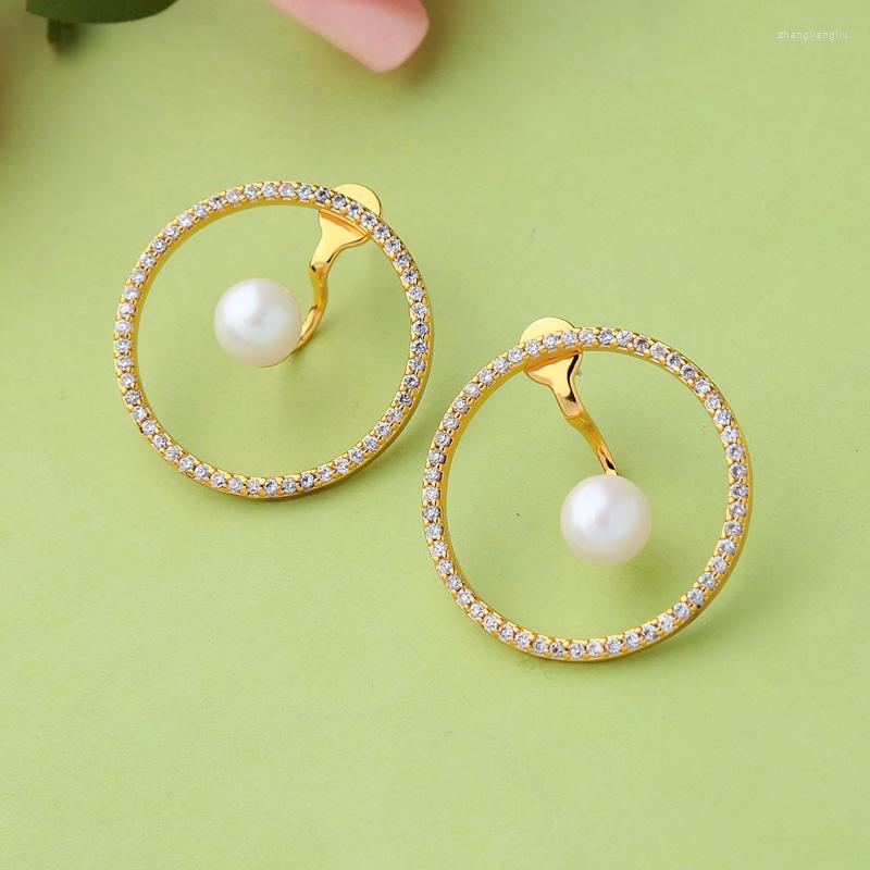

Stud Earrings Est Fashion Jewelry Trendy Geometric Shiny Crystals Simulated Pearl For Women Gift Statement