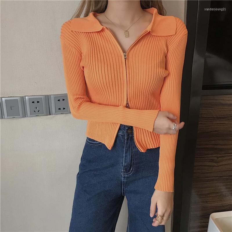 

Women's Knits Women Sweater Zipper 2022 Arrival Spring And Autumn Thin Sexy Female Knitted Cardigan Student Korean Style A83, Green