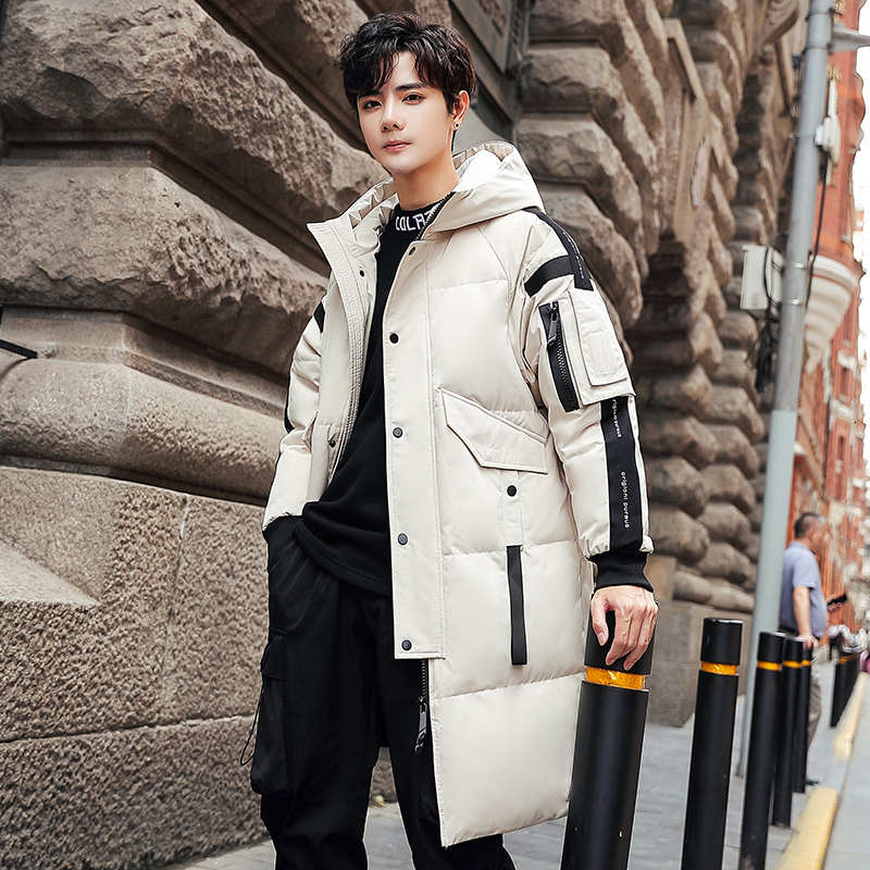 

Men's Down Parkas Men'S Medium Length Down Jacket Winter Korean Youth Outdoor Warm Hood Windproof Waterproof Overalls 221111, Beige