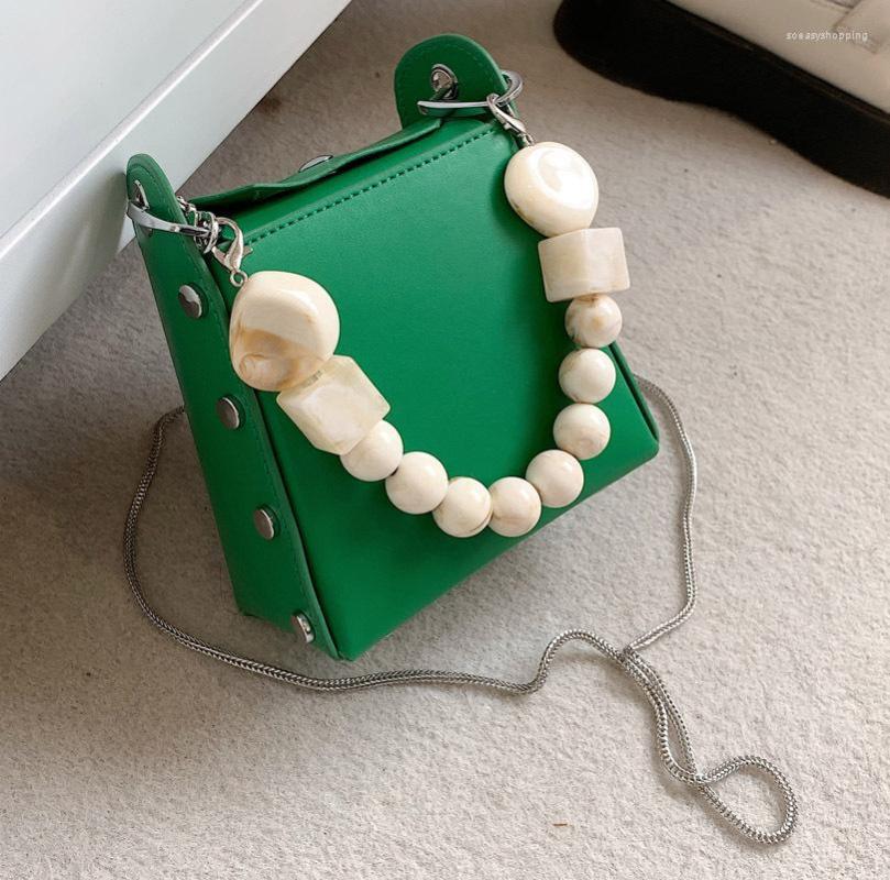 

Evening Bags PU Leather Women Box Shape Bag Luxury Designer Handbags Clutch 2022 Fashion Chain Ladies Shoulder Ins Chic Crossbody, Black