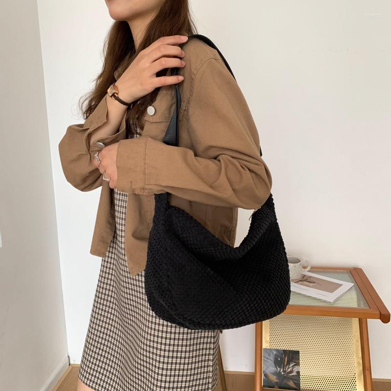

Evening Bags Shoulder For Women Fashion Large Capacity Autumn Winter Ladies Soft Knitting Designer Handbags Crossbody Women's Bag, Black
