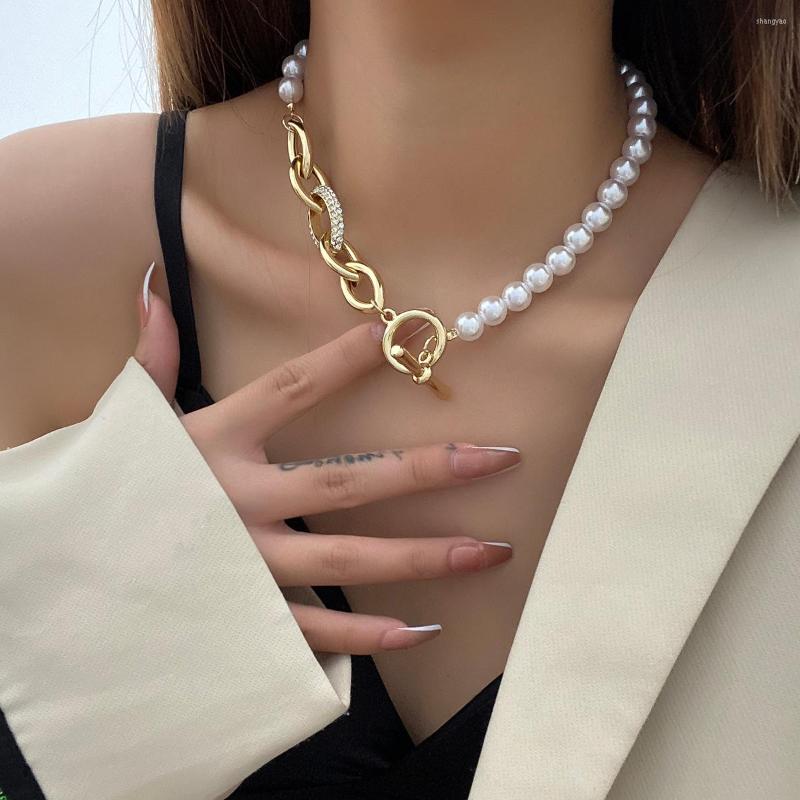 

Choker Flashbuy Fashion Creative Metal Imitation Pearl Chain Necklace For Women Personality Unusual Party Jewelry
