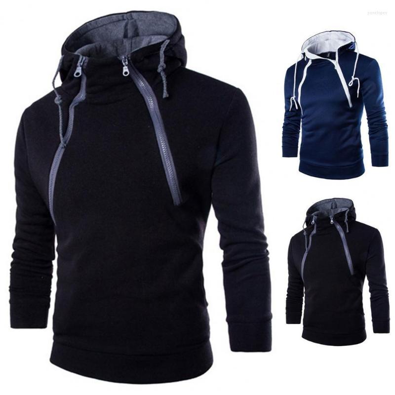 

Men's Hoodies Men Autumn Fashion Double Zipper Hoodie Long Sleeve Pullover Sports Sweatshirt, Navy blue
