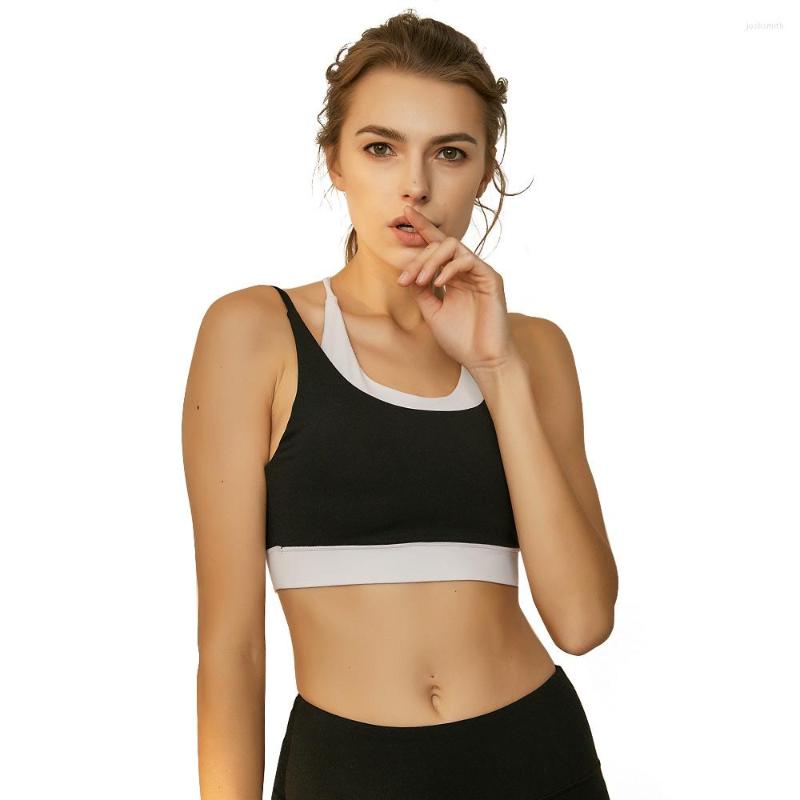 

Yoga Outfit LUKITAS Women Sport Bra Top Fitness Cross Straps Active Nylon Patchwork Gym Running Underwear Female, Blackwhite