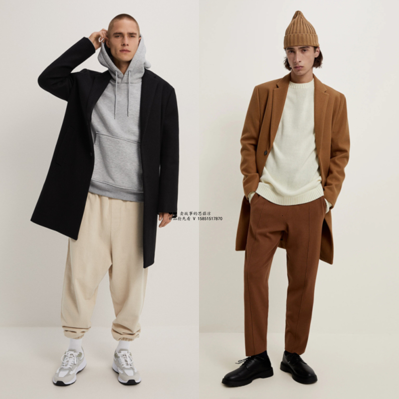 

Men's Wool Blends Men's Spring and Autumn European and American Simple and Comfortable Fabric Woolen Coat Jacket Winter Long Mens Trench Coat 221014, Tan