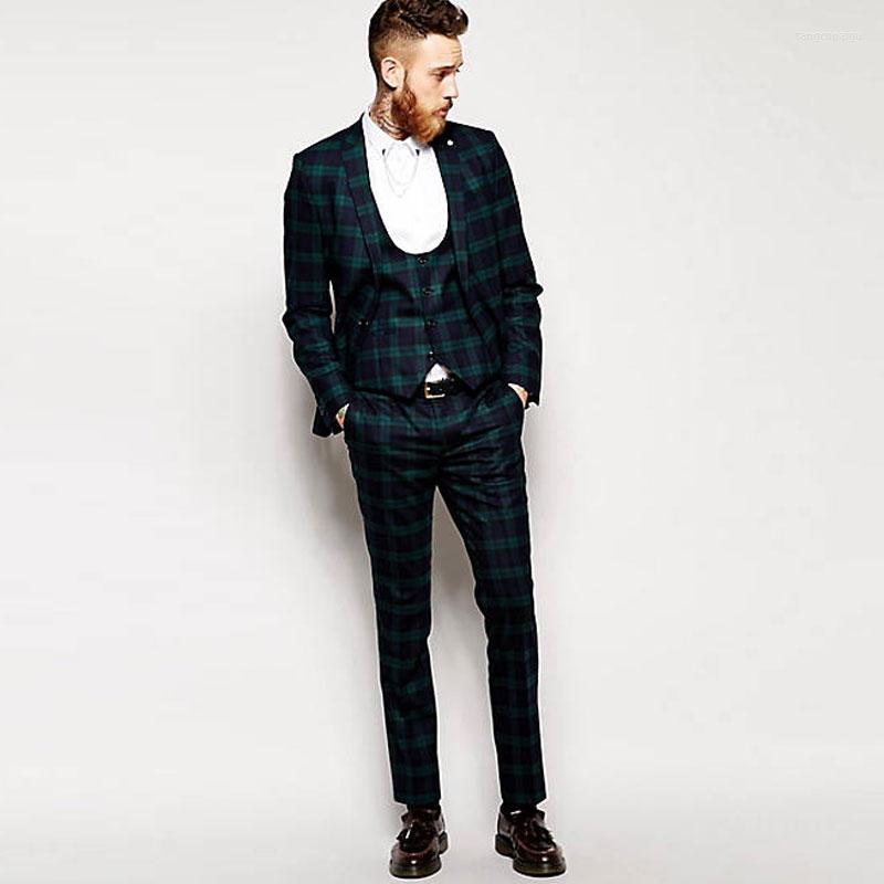 

Men's Suits Atrovirens Designer Checked Men's Suit Blazers Slim Fit Male Tuxedos For Wedding Groom Wear 3 Pieces Prom Jacket Vest And, Beige