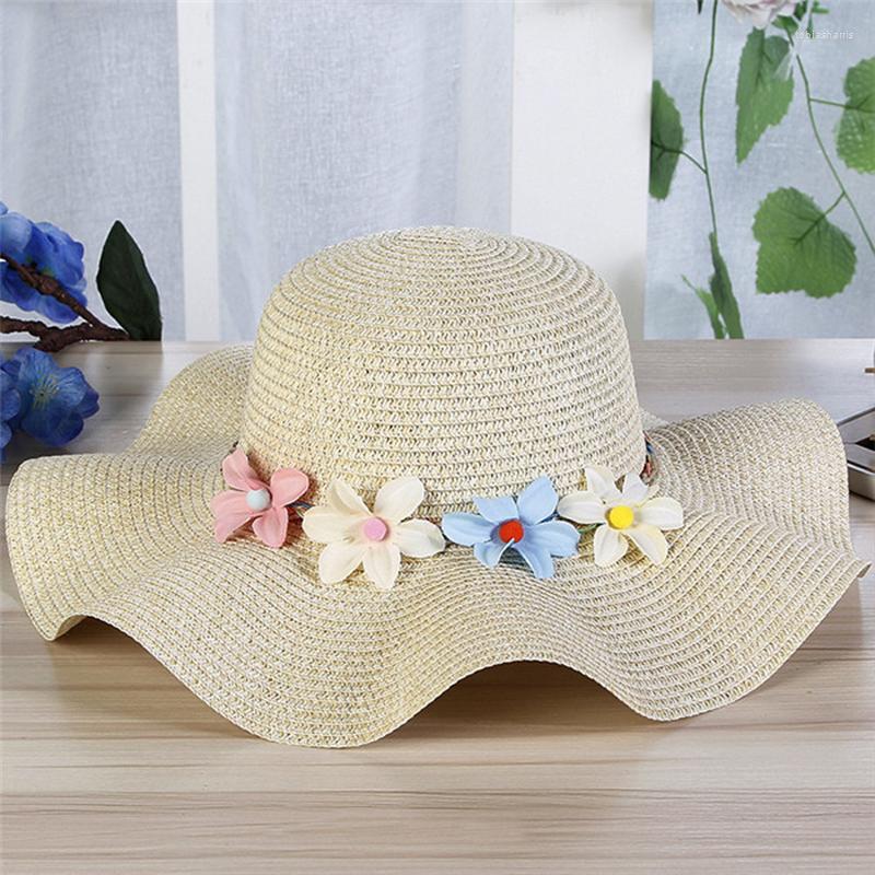 

Wide Brim Hats Fashion Flower Ring Beach Sunshade Travel Cap For Women In Spring And Summer Day, Blue