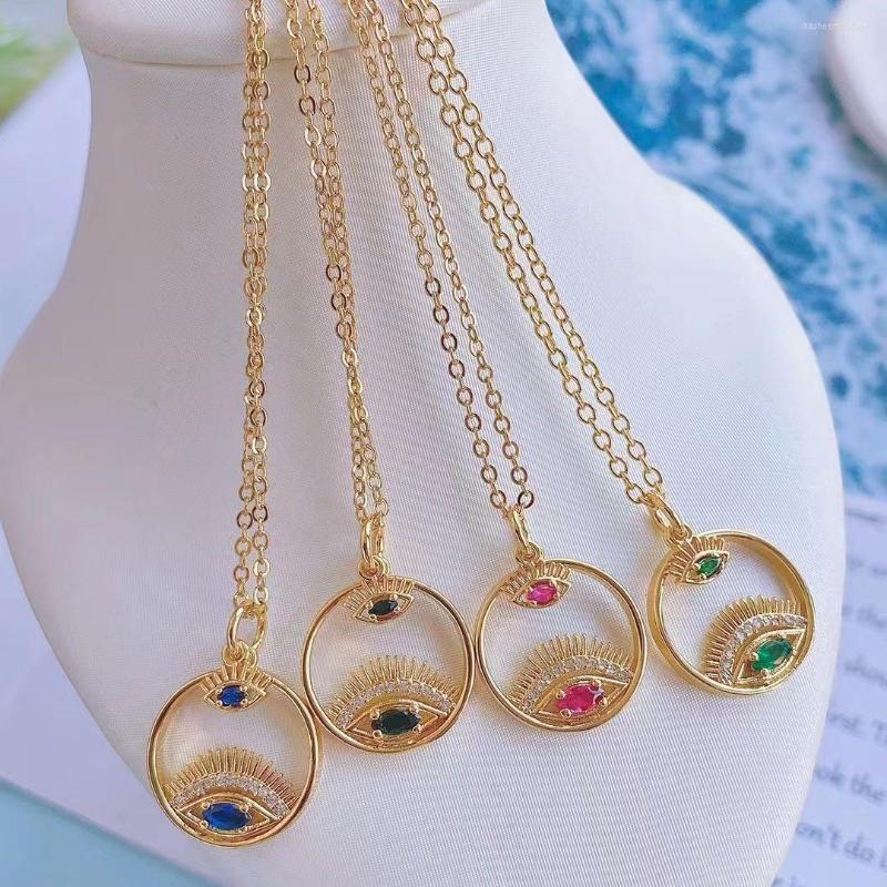 

Pendant Necklaces 5Pcs High Quality Fashion Gold Plated Crystal Zircon Eyes Round Necklace Choker Party Wedding Jewelry