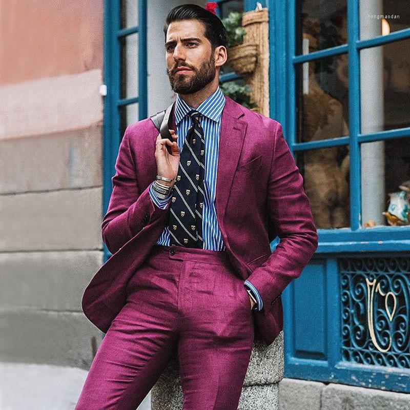 

Men's Suits Handsome Two Pieces Men's Suit Notched Lapel Wedding Blazers Male Tuxedos Groom Wear Tailored Prom Jackets And Pants, Same as picture