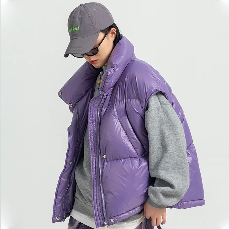 

Women's Vests Autumn Winter Women Duck Down Jacket Vest Female Short Thick Warm Coat Windproof Sleeveless Waistcoat With Bag Outwear 221114, Blue