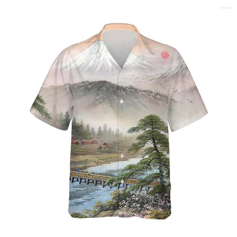 

Men's Casual Shirts Jumeast 3d Japan Scenery Printed Hawaiian Vintage Shirt Men Short Sleeve Japanese Fashion Clothing Streetwear 5XL, 04