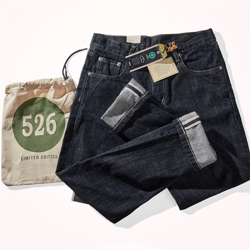 

Mens Jeans Heavy autumn jeans mens straight denim redeared cattle Amikaji tapered trousers 221113, Balck