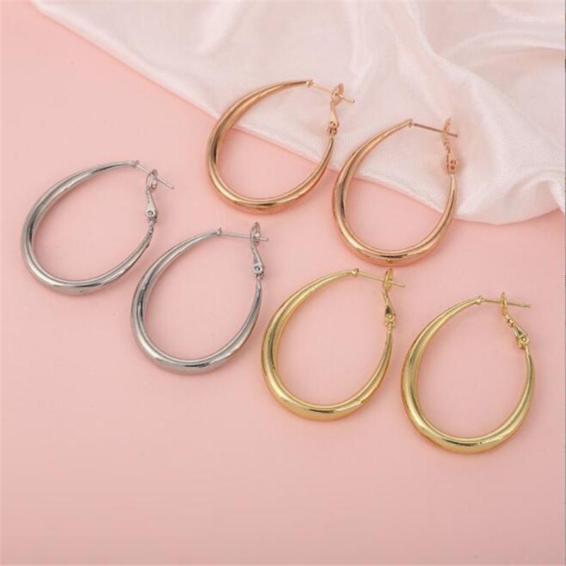 

Hoop Earrings Real Gold Color Plated Copper Glossy Waterdrop For Women Piercings Jewelry Statement Gifts