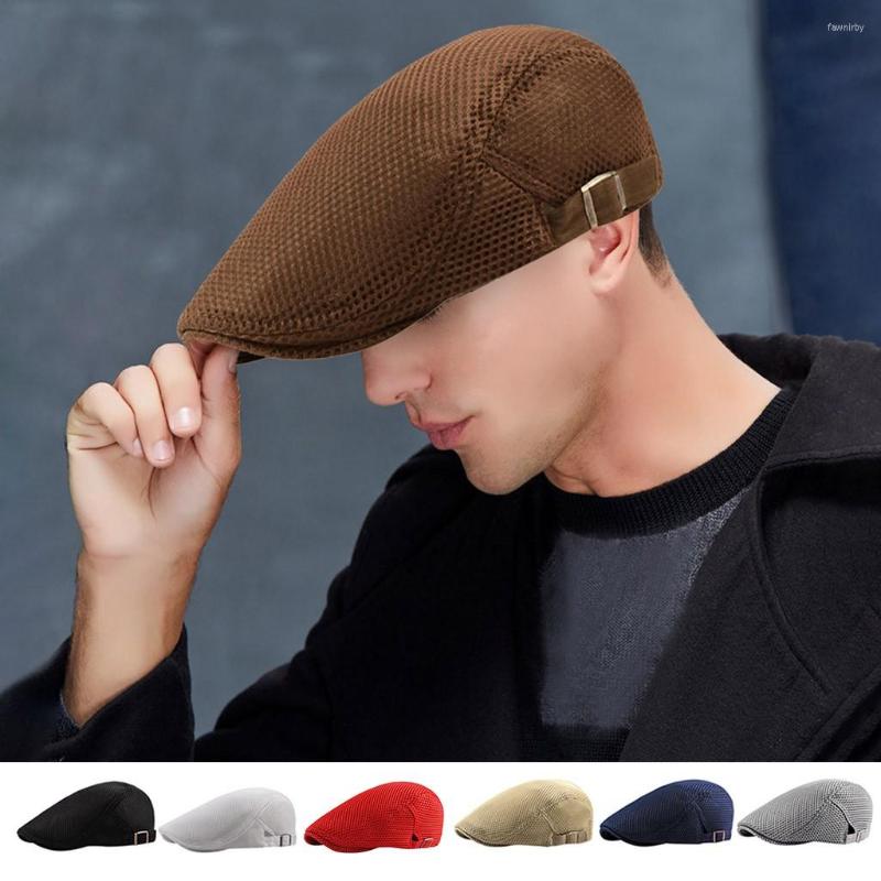 

Ball Caps Men Breathable Mesh Summer Hat Sboy Beret Cap Cabbie Flat, Navy