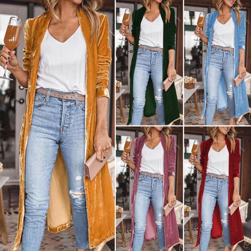 

Women' Trench Coats 2022 Women Coat Jacket Solid Color Soft Breathable Cardigan Mid-calf Length Open Stitch Maxi Clothing, Black