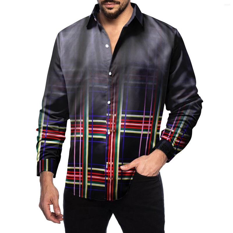 

Men's Casual Shirts Men's Button Down Lapel Shirt Gradient Plaid Cardigan, Green